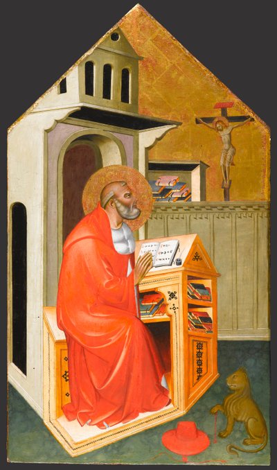 St. Hieronymus in seinem Studierzimmer, ca. 1390-1400 von Master of San Jacopo a Mucciana